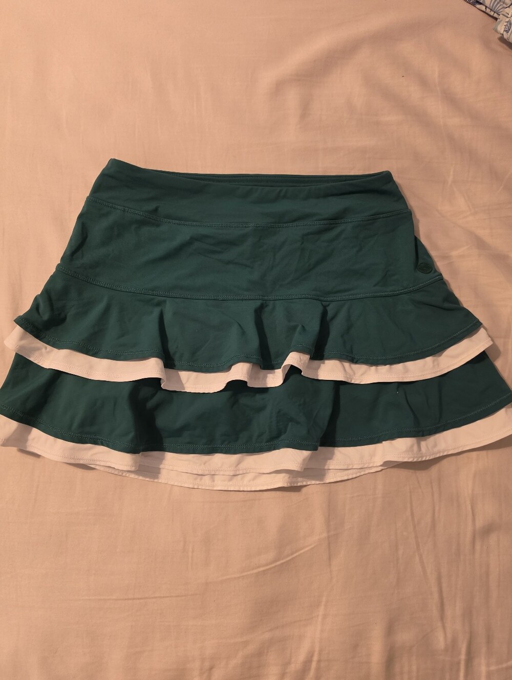 Lilly Pulitzer Luxletic Ruffle Tiered Active Tennis Skirt Green White XS